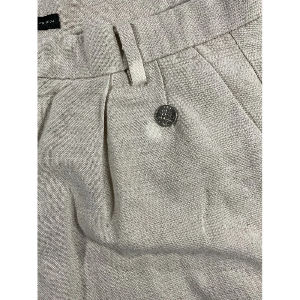 Dockers Premium Mens 33x32 Linen Cotton Pleated Relaxed Fit Cuffed Pants 1482